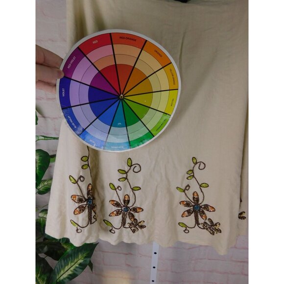 Carole Little Boho Linen Blend Beaded Floral A Line Skirt Size 8 - Picture 12 of 12